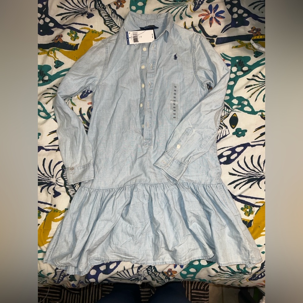 Ralph Lauren Light Blue Ruffle Hem Dress